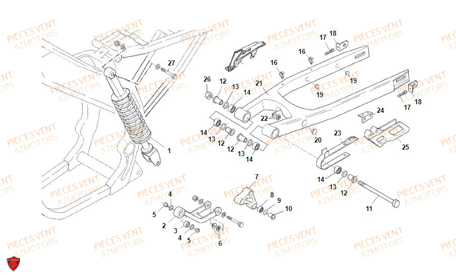 Bras Oscillant Aluminium VENT Pièces Vent Enduro BAJA RR 50cc - 2019 (VERSION FOURCHE ALUMINIUM)