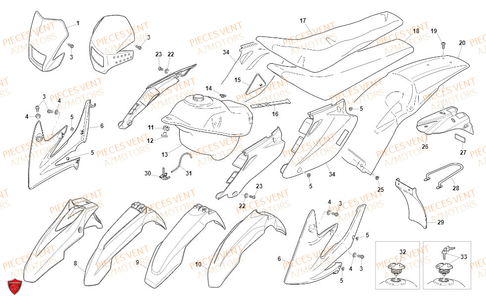 Carrosserie VENT Pièces Vent Enduro BAJA RR 50cc - 2019 (VERSION FOURCHE ALUMINIUM)