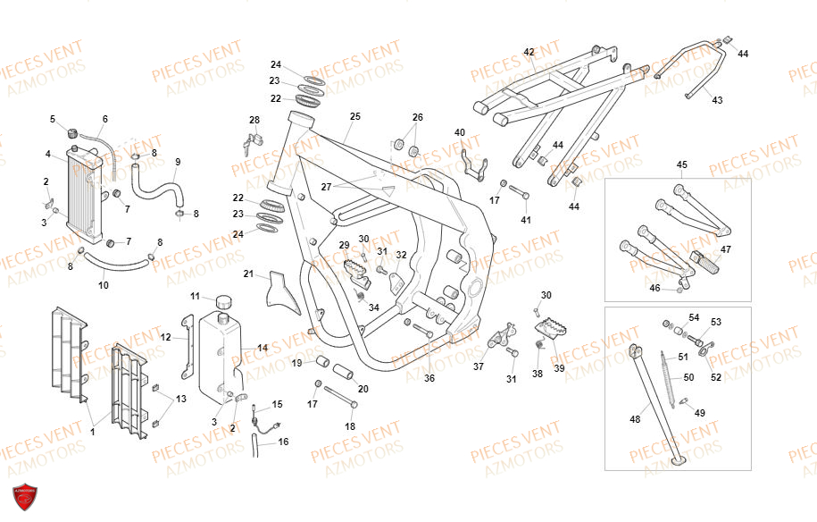 Chassis VENT Pièces Vent Enduro BAJA RR 50cc - 2019 (VERSION FOURCHE ALUMINIUM)