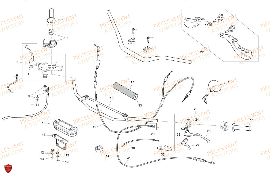 Guidon VENT Pièces Vent Enduro BAJA RR 50cc - 2019 (VERSION FOURCHE ALUMINIUM)