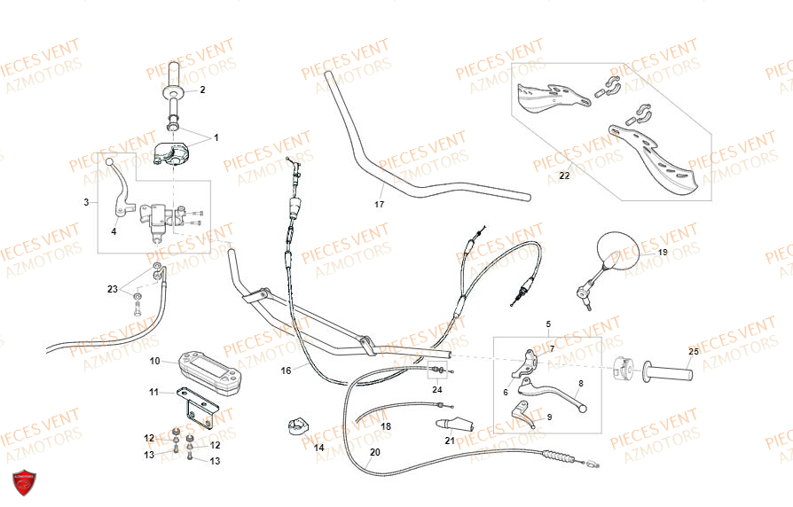 Guidon VENT Pièces Vent Enduro BAJA RR 50cc - 2020 (VERSION FOURCHE ALUMINIUM)