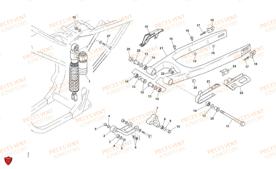 Bras Oscillant VENT Pièces Vent Enduro BAJA RR 50cc - 2021-2022-2023 (VERSION FOURCHE ALUMINIUM)