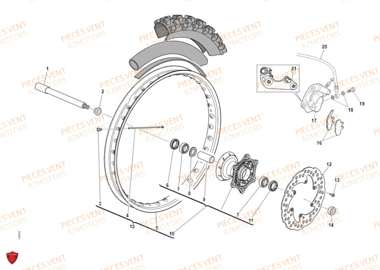 Roue Avant VENT Pièces Vent Enduro BAJA RR 50cc - 2021-2022-2023 (VERSION FOURCHE ALUMINIUM)