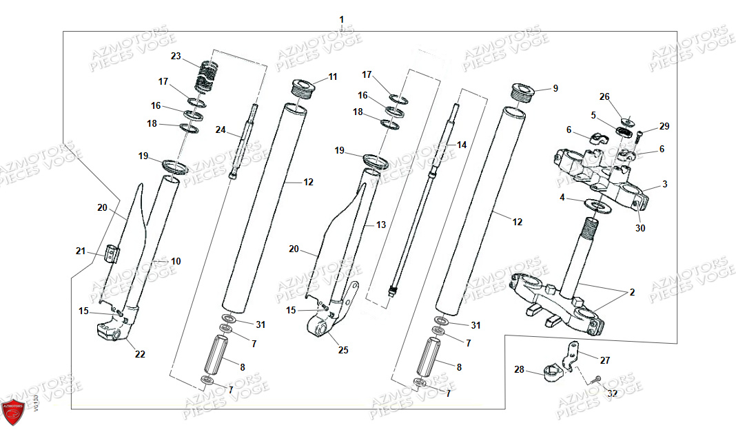 Fourche VENT Pièces Vent Enduro BAJA RR 50cc - 2024 (VERSION FOURCHE ALUMINIUM)