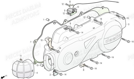 Couvercle Gauche DAELIM Pièces Scooter DAELIM BEAGLE 50cc 4T
