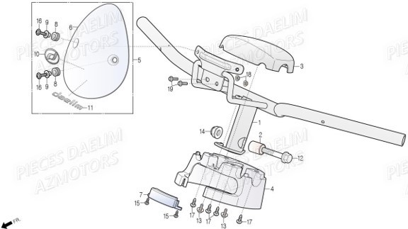 Guidon DAELIM Pièces Scooter DAELIM BEAGLE 50cc 4T
