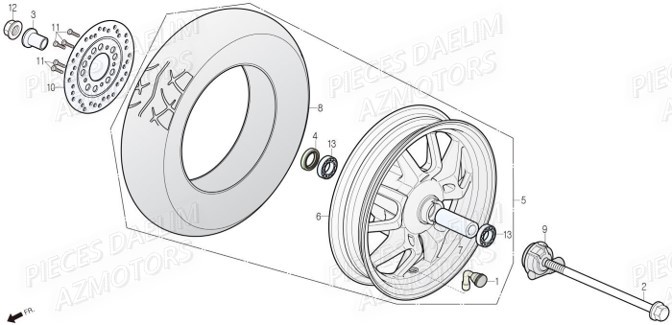 Roue Avant DAELIM Pièces Scooter DAELIM BEAGLE 50cc 4T
