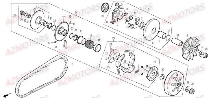 Embrayage Variateur DAELIM Pièces Scooter DAELIM BESBI 125cc
