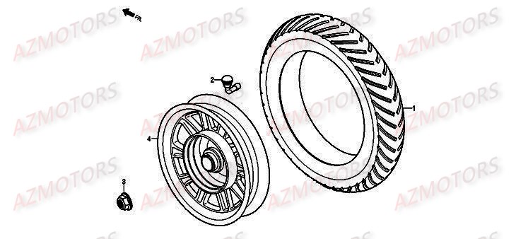 Roue Arriere DAELIM Pièces Scooter DAELIM BESBI 125cc
