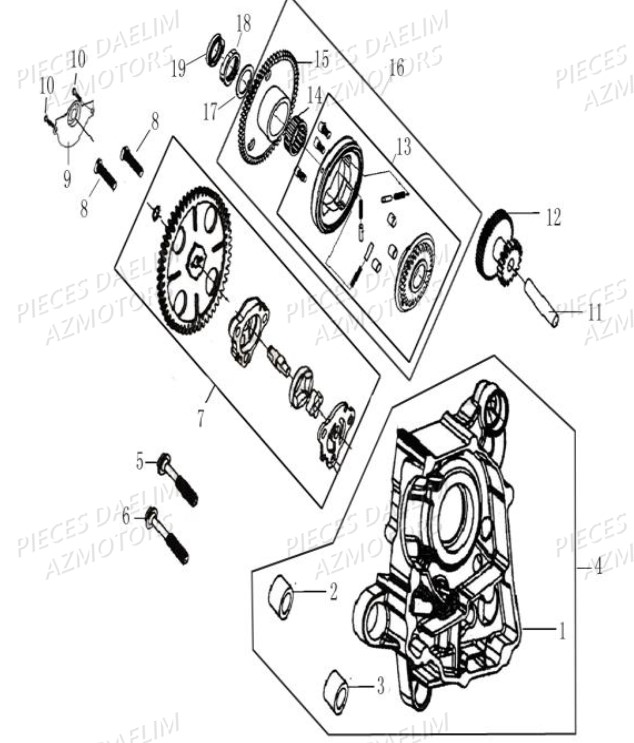 Carter Droit DAELIM Pièces Scooter DAELIM BESBI 125cc EURO 4