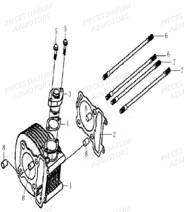 Cylindre DAELIM Pièces Scooter DAELIM BESBI 125cc EURO 4