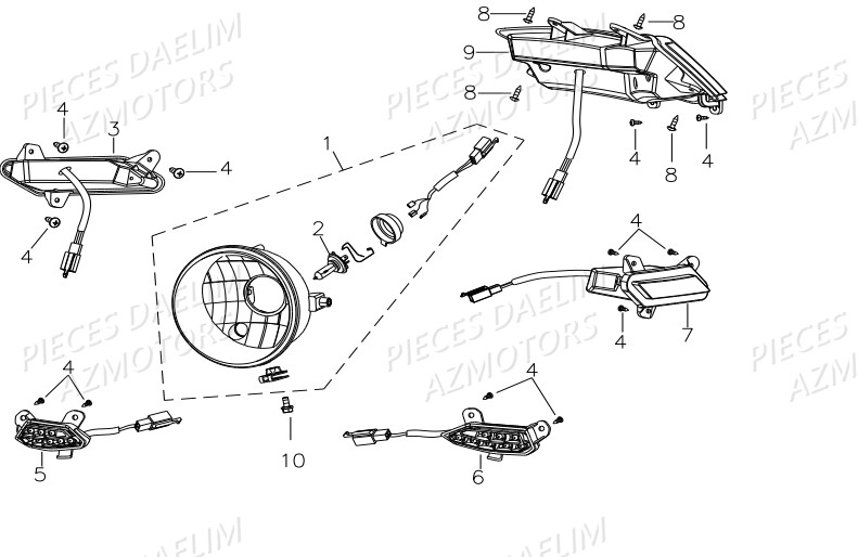 Feux DAELIM Pièces Scooter DAELIM BESBI 125cc EURO 4