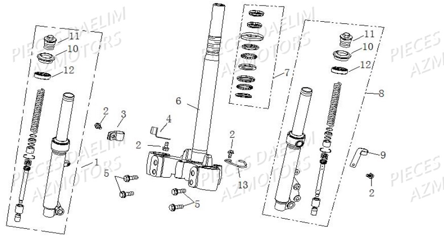 FOURCHE-TE-DE-FOURCHE DAELIM Pièces Scooter DAELIM BESBI 125cc