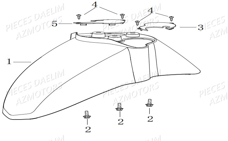 Garde Boue Avant DAELIM Pièces Scooter DAELIM BESBI 125cc EURO 4