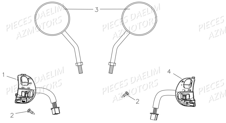 Retroviseurs Commodo DAELIM Pièces Scooter DAELIM BESBI 125cc EURO 4