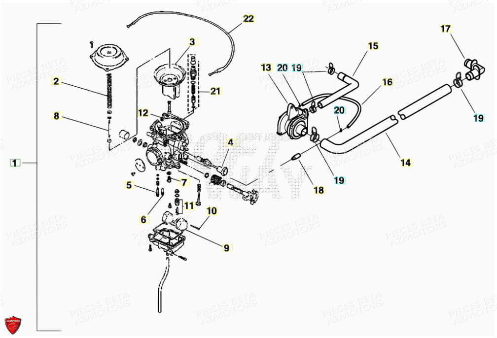 CARBURATEUR BETA Pièces Alp 4.0 200cc [2008-2011]