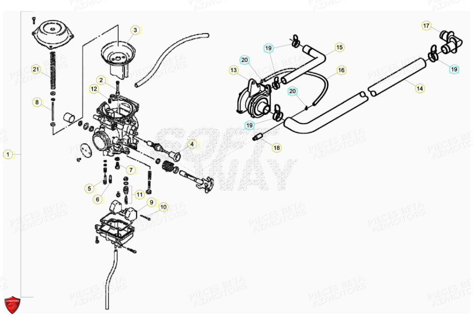 Carburateur Du No Serie 0300001 A 0301191 BETA Pièces Alp 200cc [2008-2011]