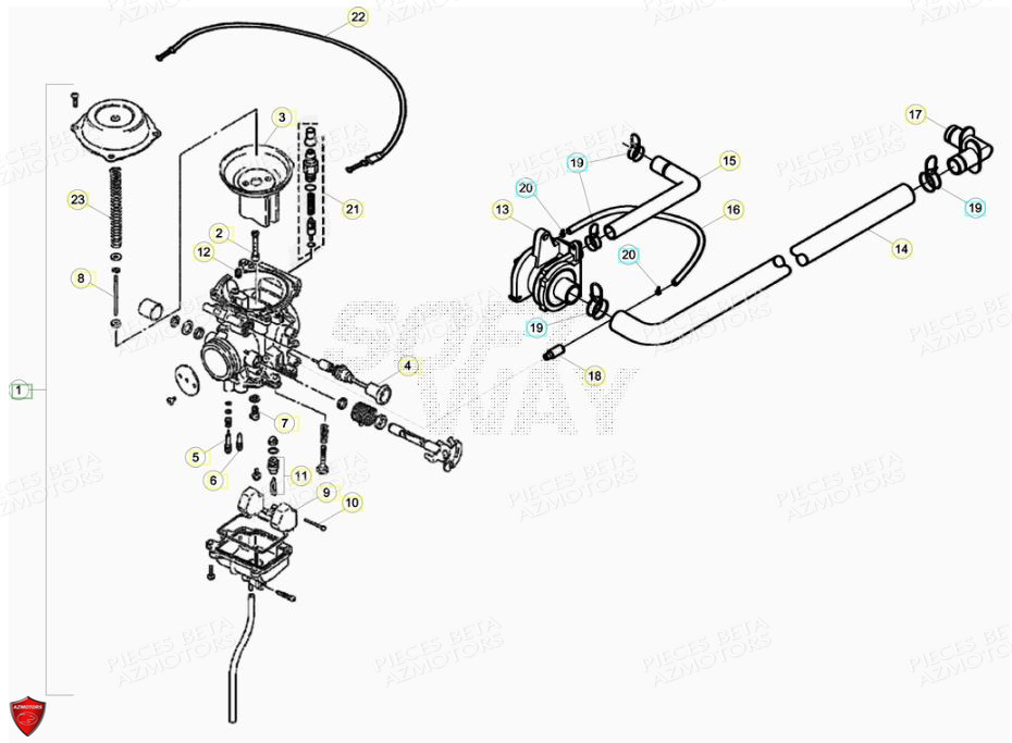 Carburateur Du No Serie 0301192 A 0399999 BETA Pièces Alp 200cc [2008-2011]