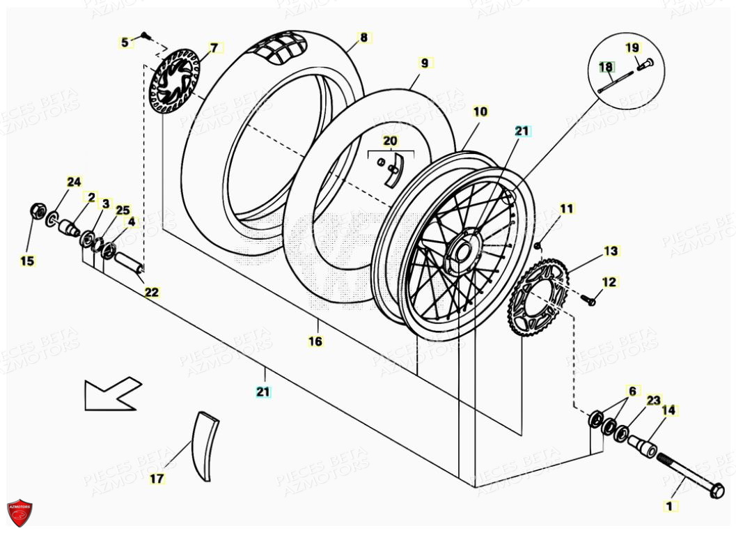 ROUE ARRIERE BETA BETA ALP 125 08 11