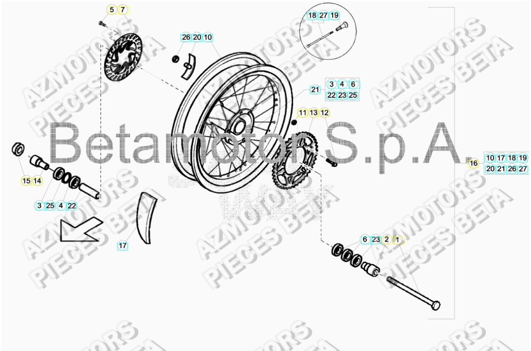 ROUE ARRIERE BETA BETA ALP 200 16 17