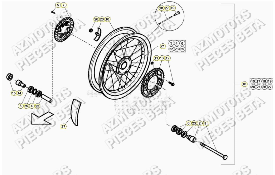 ROUE ARRIERE BETA BETA ALP 200 21