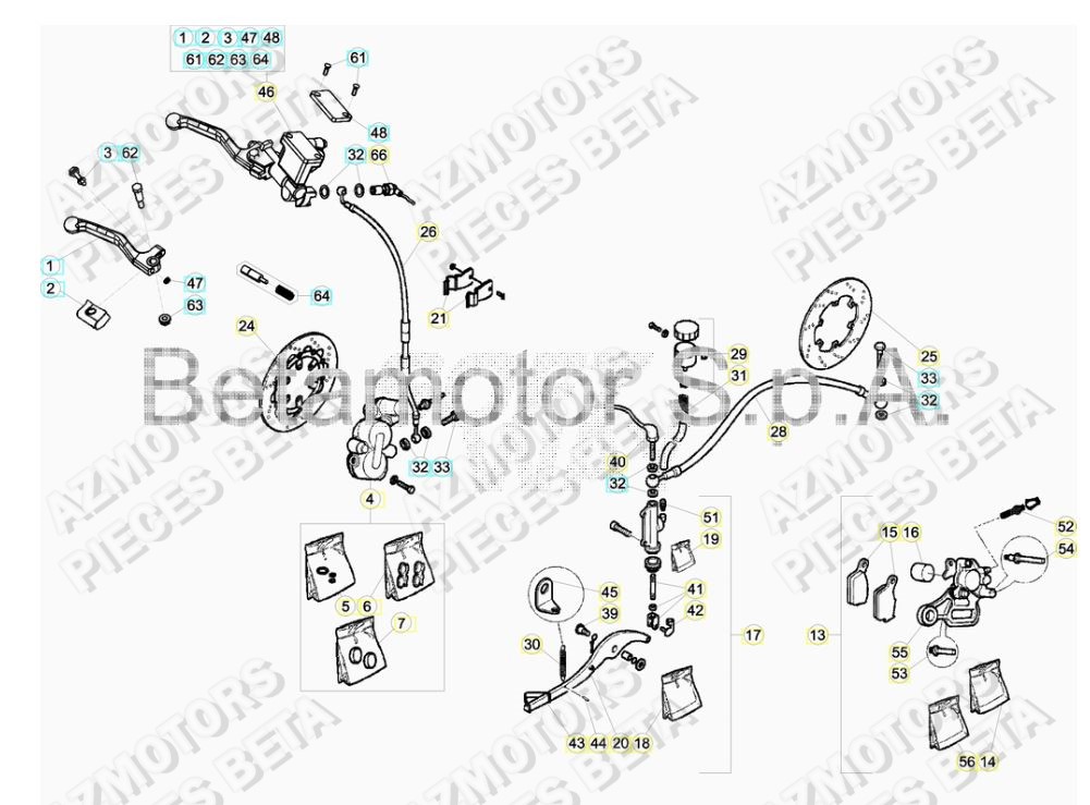PASTILLES PINCE 25.03067/73 BETA pour FREINS de BETA-ALP-350-18