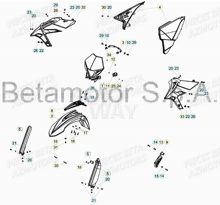 Carenages Avant BETA Pièces BETA RR XTRAINER 250 2T - (2017)