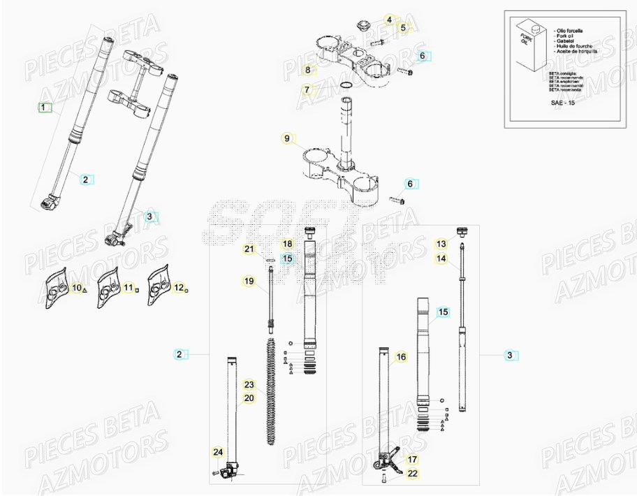 Fourche BETA Pièces BETA RR XTRAINER 250 2T - (2017)