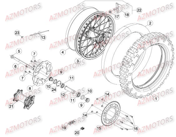 Roue Arriere BETA Pièces BETA RR XTRAINER 300 2T - (2015)