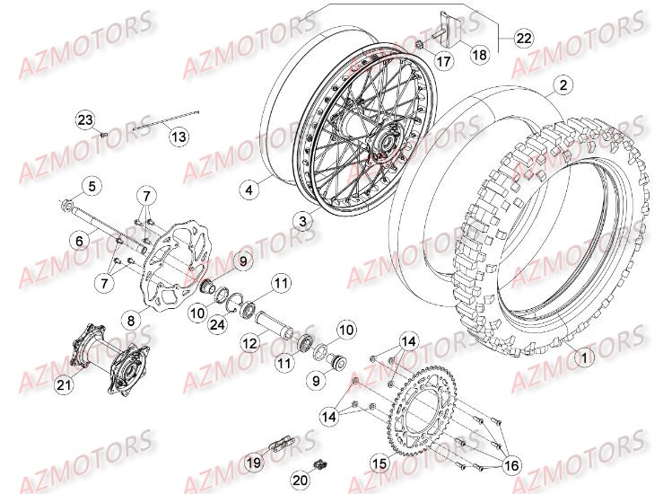 Roue Arriere BETA Pièces BETA RR XTRAINER 300 2T - (2016)