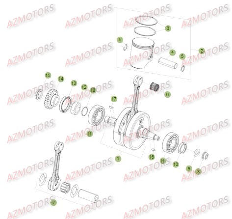 Vilebrequin Piston Contre Arbre BETA Pièces BETA RR XTRAINER 300 2T - (2016)