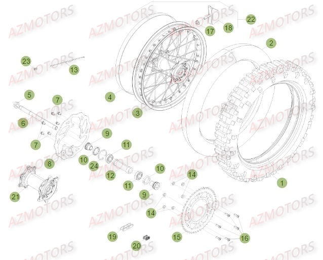 Roue Arriere BETA Pièces BETA RR XTRAINER 300 2T - (2017)