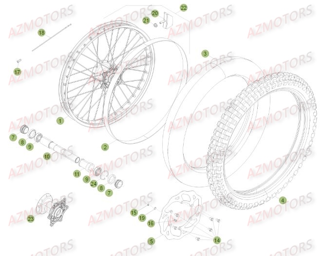 Roue Avant BETA Pièces BETA RR XTRAINER 300 2T - (2017)