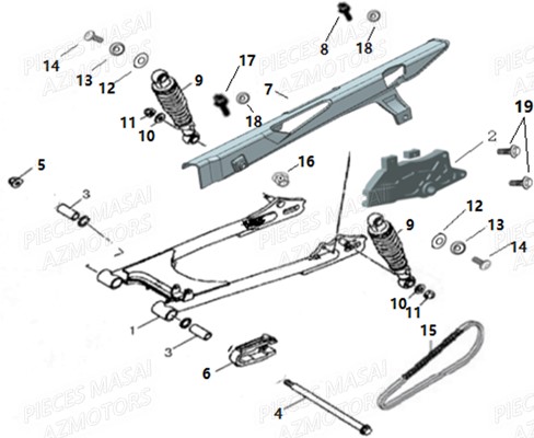 BRAS OSCILLANT AZMOTORS BLACK CAFE 125 E4