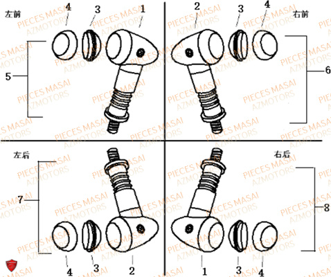 Clignotants MASAI Pièces Moto BLACK CAFE 125 E4
