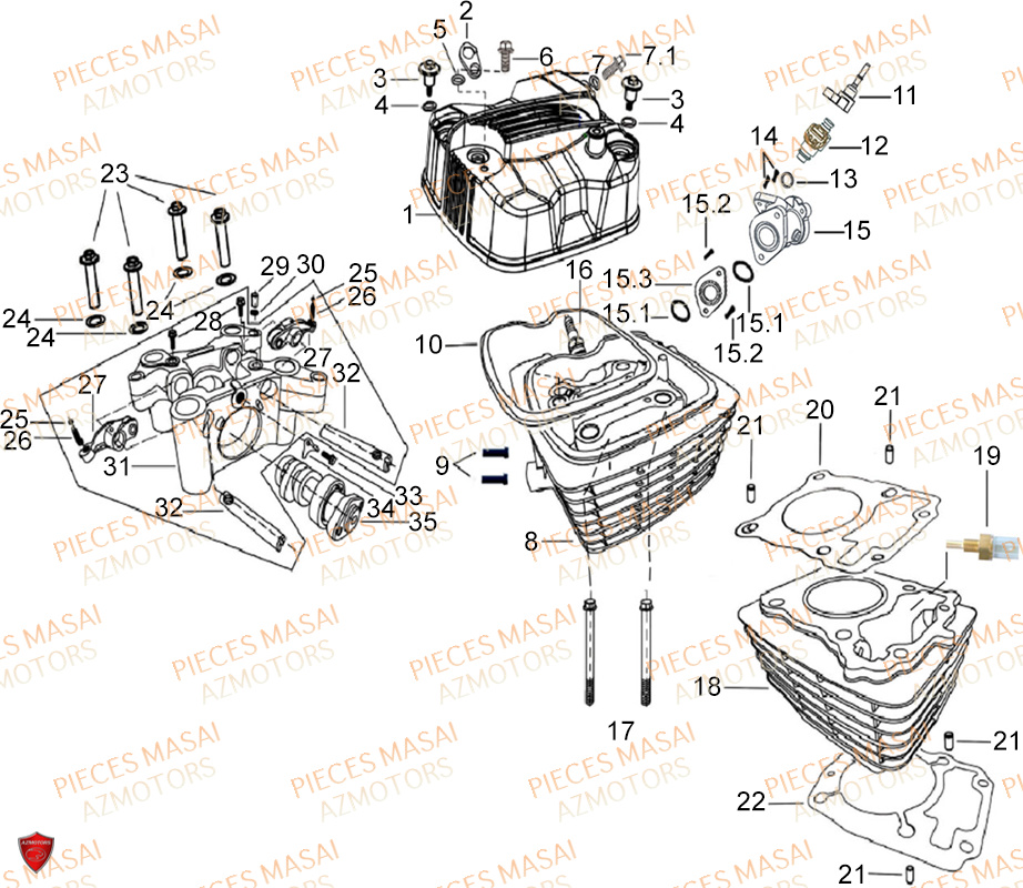 Culasse Et Cylindre MASAI Pièces Moto BLACK CAFE 125 E4