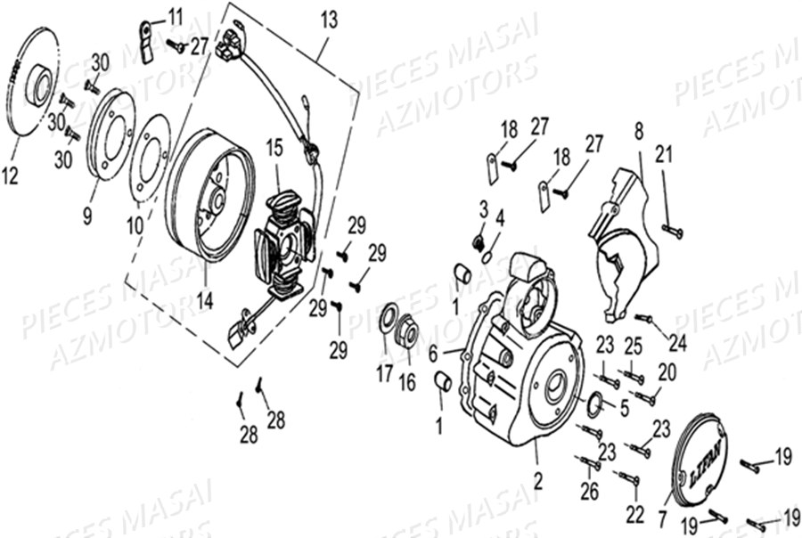 CACHE CARTER GAUCHE ET ALTERNATEUR AZMOTORS BLACK CAFE 50