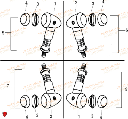 Clignotants MASAI Pièces Moto BLACK CAFE 50cc