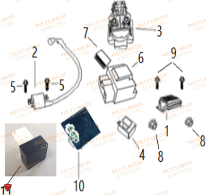 COMPOSANTS_ELECTRONIQUES MASAI Pièces Moto BLACK CAFE 50cc