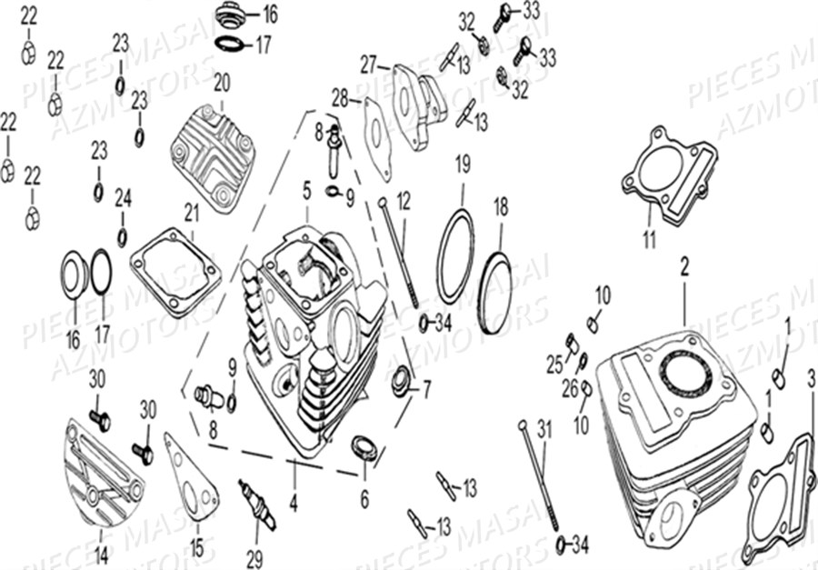 CULASSE CYLINDRE AZMOTORS BLACK CAFE 50