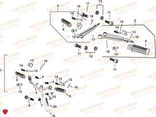 Cale Pied MASAI Pièces Moto BLACK ROD 125cc