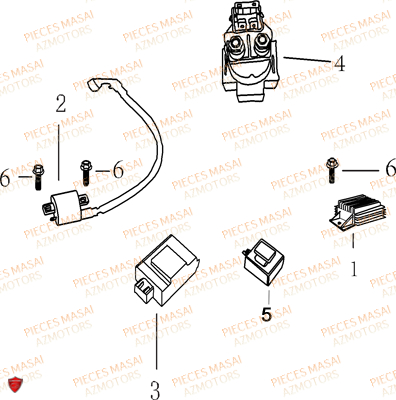 Composants Electroniques MASAI Pièces Moto BLACK ROD 125cc