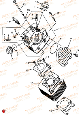 Cylindre MASAI Pièces Moto BLACK ROD 125cc