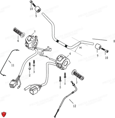GUIDON ET COMMODO pour BLACK ROD 125