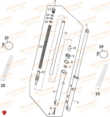 Amortisseur Avant MASAI Pièces Moto BLACK ROD 125cc II