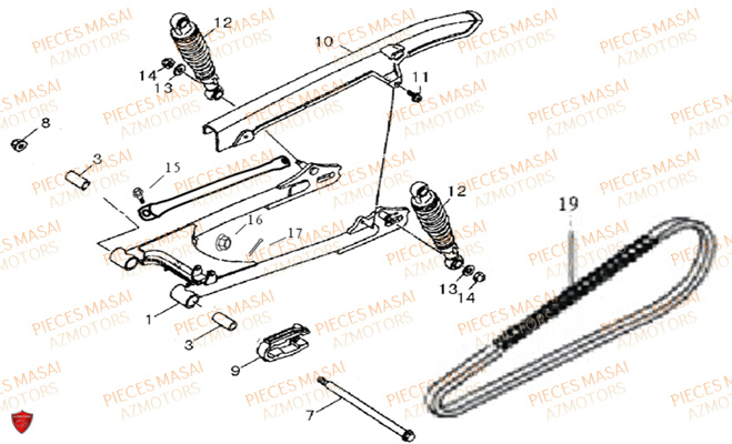 Bras Oscillant MASAI Pièces Moto BLACK ROD 125cc II