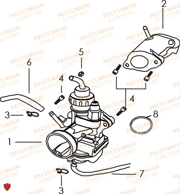 Carburateur MASAI Pièces Moto BLACK ROD 125cc II