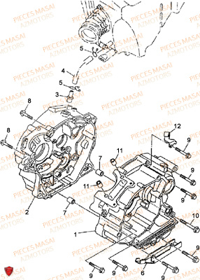 Carter Moteur MASAI Pièces Moto BLACK ROD 125cc II