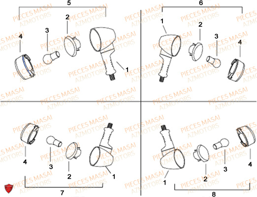 Clignotants MASAI Pièces Moto BLACK ROD 125cc II