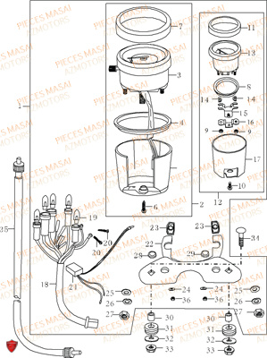 COMPTEUR MASAI BLACK ROD 125 II